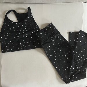 Terez Star Black Activewear Set, Bra M, Leggings XS